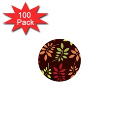 Leaves Wallpaper Pattern Seamless Autumn Colors Leaf Background 1  Mini Buttons (100 Pack)  by Simbadda
