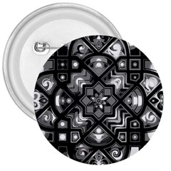 Geometric Line Art Background In Black And White 3  Buttons by Simbadda