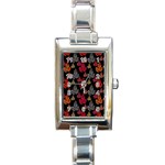 Leaves Pattern Background Rectangle Italian Charm Watch