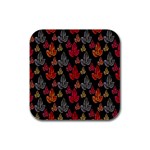 Leaves Pattern Background Rubber Square Coaster (4 pack) 