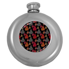 Leaves Pattern Background Round Hip Flask (5 Oz)