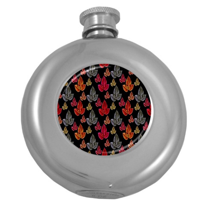 Leaves Pattern Background Round Hip Flask (5 oz)