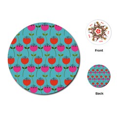 Tulips Floral Background Pattern Playing Cards (round)  by Simbadda