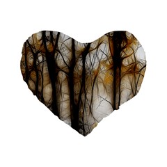 Fall Forest Artistic Background Standard 16  Premium Flano Heart Shape Cushions by Simbadda