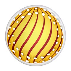 Yellow Striped Easter Egg Gold Ornament (round Filigree)