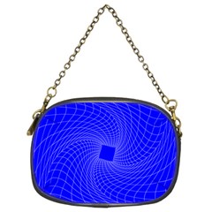 Blue Perspective Grid Distorted Line Plaid Chain Purses (two Sides) 