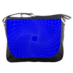 Blue Perspective Grid Distorted Line Plaid Messenger Bags by Alisyart