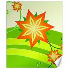 Graphics Summer Flower Floral Sunflower Star Orange Green Yellow Canvas 8  X 10  by Alisyart