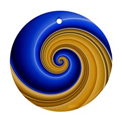 Golden Spiral Gold Blue Wave Ornament (round) by Alisyart