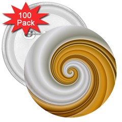 Golden Spiral Gold White Wave 3  Buttons (100 Pack)  by Alisyart