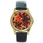 Lava Active Volcano Nature Round Gold Metal Watch