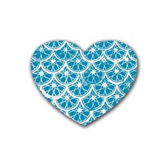 Lime Blue Star Circle Rubber Coaster (heart) 