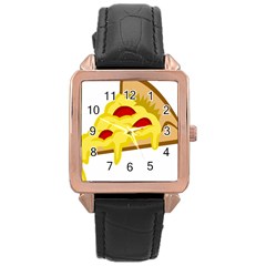Pasta Salad Pizza Cheese Rose Gold Leather Watch  by Alisyart