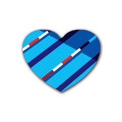 Minimal Swim Blue Illustration Pool Rubber Coaster (heart) 