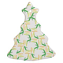Patterns Boomerang Line Chevron Green Orange Yellow Christmas Tree Ornament (two Sides) by Alisyart