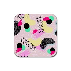 Pink Circle Red Pattern,sexy Rubber Square Coaster (4 Pack) 
