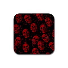 Sparkling Glitter Skulls Red Rubber Square Coaster (4 Pack)  by ImpressiveMoments