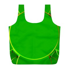 Green Circle Fractal Frame Full Print Recycle Bags (l)  by Simbadda