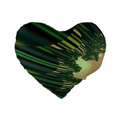 A Feathery Sort Of Green Image Shades Of Green And Cream Fractal Standard 16  Premium Flano Heart Shape Cushions by Simbadda
