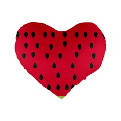 Watermelon Fan Red Green Fruit Standard 16  Premium Flano Heart Shape Cushions