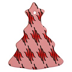 Variant Red Line Christmas Tree Ornament (two Sides)