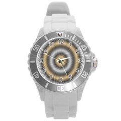 Prismatic Waves Gold Silver Round Plastic Sport Watch (l) by Alisyart