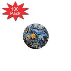 Colorful Aquatic Life Wall Mural 1  Mini Buttons (100 Pack)  by Simbadda