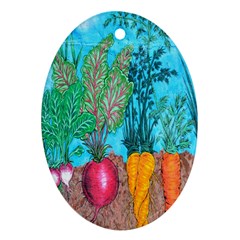 Mural Displaying Array Of Garden Vegetables Oval Ornament (two Sides) by Simbadda