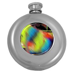Punctulated Colorful Ground Noise Nervous Sorcery Sight Screen Pattern Round Hip Flask (5 Oz) by Simbadda