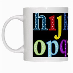 Alphabet Letters Colorful Polka Dots Letters In Lower Case White Mugs by Simbadda