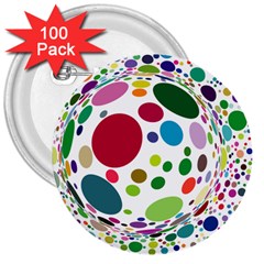 Color Ball 3  Buttons (100 Pack)  by Mariart
