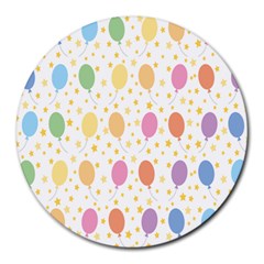 Balloon Star Rainbow Round Mousepads by Mariart