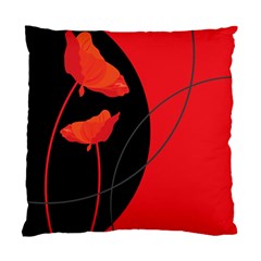 Flower Floral Red Black Sakura Line Standard Cushion Case (two Sides)