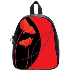 Flower Floral Red Black Sakura Line School Bags (small)  by Mariart