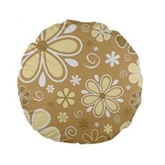 Flower Floral Star Sunflower Grey Standard 15  Premium Flano Round Cushions by Mariart