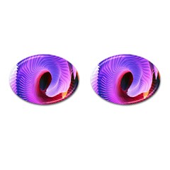 Digital Art Spirals Wave Waves Chevron Red Purple Blue Pink Cufflinks (oval) by Mariart