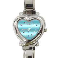 Horizontal Stripes Blue Heart Italian Charm Watch by Mariart