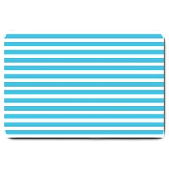Horizontal Stripes Blue Large Doormat  by Mariart