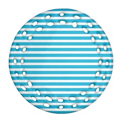 Horizontal Stripes Blue Ornament (round Filigree) by Mariart