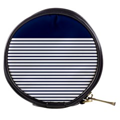 Horizontal Stripes Blue White Line Mini Makeup Bags
