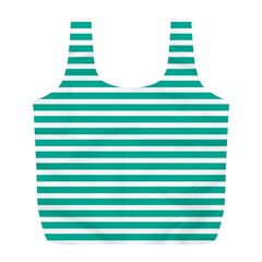 Horizontal Stripes Green Teal Full Print Recycle Bags (l)  by Mariart