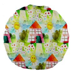 Summer House And Garden A Completely Seamless Tile Able Background Large 18  Premium Flano Round Cushions by Simbadda
