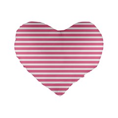 Horizontal Stripes Light Pink Standard 16  Premium Flano Heart Shape Cushions by Mariart