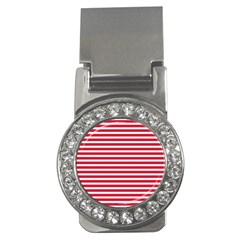 Horizontal Stripes Red Money Clips (cz)  by Mariart