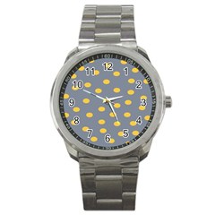 Limpet Polka Dot Yellow Grey Sport Metal Watch by Mariart