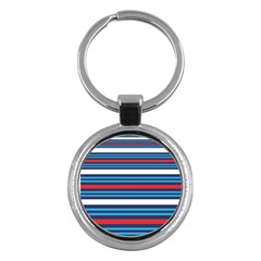 Martini Style Racing Tape Blue Red White Key Chains (round) 