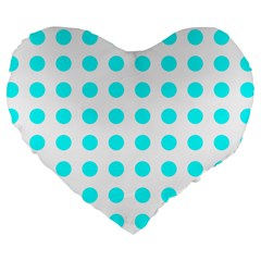 Polka Dot Blue White Large 19  Premium Heart Shape Cushions by Mariart