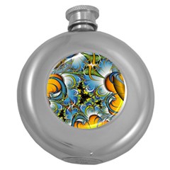 High Detailed Fractal Image Background With Abstract Streak Shape Round Hip Flask (5 Oz)