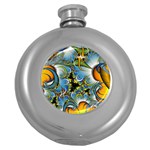 High Detailed Fractal Image Background With Abstract Streak Shape Round Hip Flask (5 oz) Front