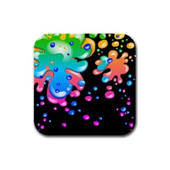 Neon Paint Splatter Background Club Rubber Square Coaster (4 Pack)  by Mariart